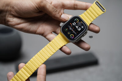 Lemon Yellow Magnetic Leather Loop For Apple Watch 49 (Series Ultra/Ultra 2/Ultra 3)