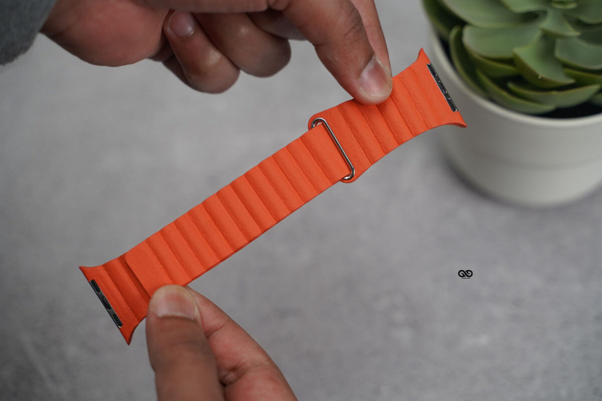 Cosmic Orange Magnetic Leather Loop for Apple Watch 44MM 45MM 46MM Series 4 5 6 7 8 9 10 SE SE 2 Gen