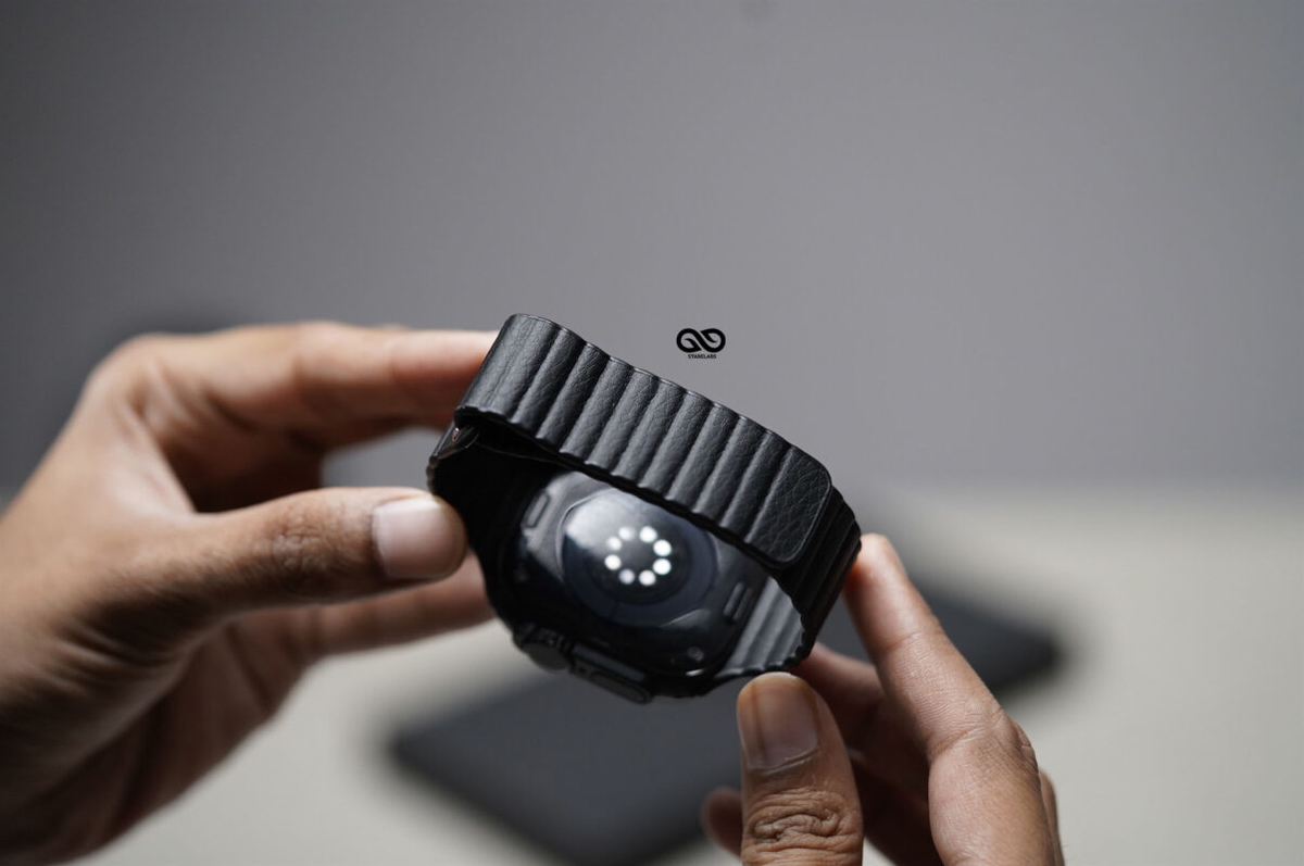 Black Magnetic Leather Loop For Apple Watch 49 MM Series Ultra/Ultra 2