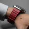 Red Magnetic Leather Loop For Apple Watch 49 MM Series Ultra/Ultra 2/Ultra 3