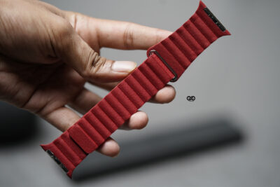 Red Magnetic Leather Loop For Apple Watch 49 MM Series Ultra/Ultra 2/Ultra 3