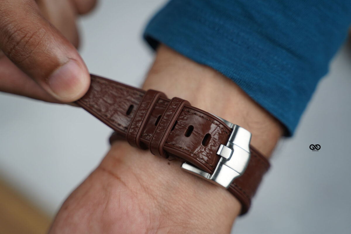 Wood brown Silicone Faux Leather Strap For Apple Watch 49 MM Series Ultra/Ultra 2/Ultra 3