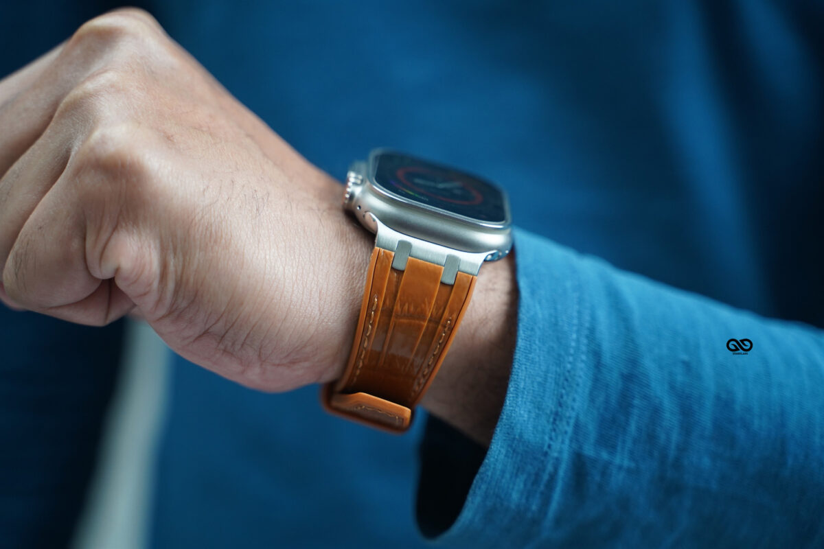 Cinnamon brown Silicone Faux Leather Strap For Apple Watch 49 MM Series Ultra/Ultra 2 /Ultra 3