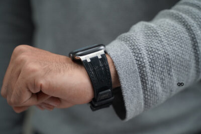 Onyx Black Silicone Faux Leather Strap For Apple Watch 44MM 45MM 46MM Series 4 5 6 7 8 9 10 11 (SE 2 3 Gen)