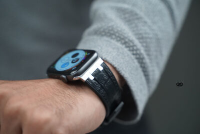 Onyx Black Silicone Faux Leather Strap For Apple Watch 44MM 45MM 46MM Series 4 5 6 7 8 9 10 11 (SE 2 3 Gen)