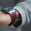 Wood brown Silicone Faux Leather Strap For Apple Watch 44MM 45MM 46MM Series 4 5 6 7 8 9 10 11 (SE 2 3 Gen)