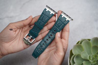 Croc Green Silicone Faux Leather Strap Apple Watch 44MM 45MM 46MM Series 4 5 6 7 8 9 10 11 (SE 2 3 Gen)