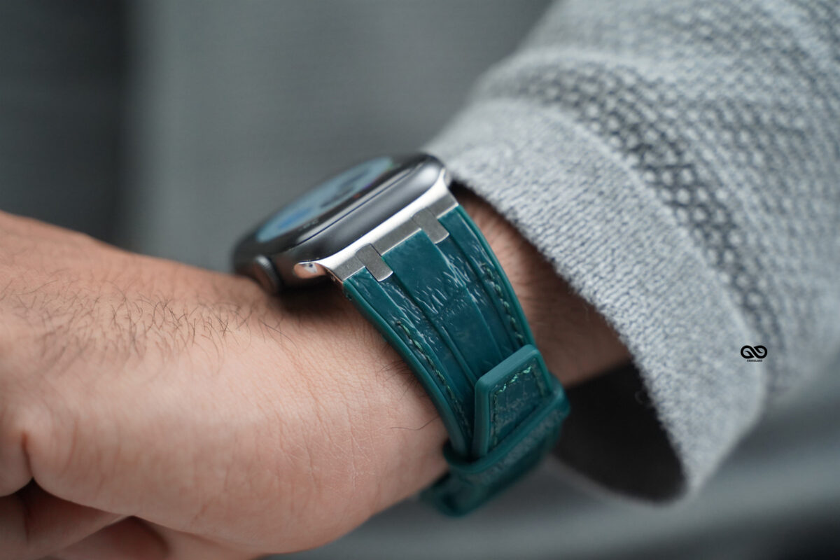 Croc Green Silicone Faux Leather Strap Apple Watch 44MM 45MM 46MM Series 4 5 6 7 8 9 10 11 (SE 2 3 Gen)