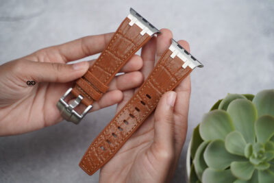 Cinnamon brown Silicone Faux Leather Strap For Apple Watch 49 MM Series Ultra/Ultra 2 /Ultra 3