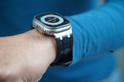 Onyx Black Silicone Faux Leather Strap For Apple Watch 49 MM Series Ultra/Ultra 2/Ultra 3