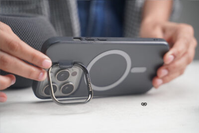 Smoky Black Magsafe Matte Finish Case with Kickstand Ring Feature