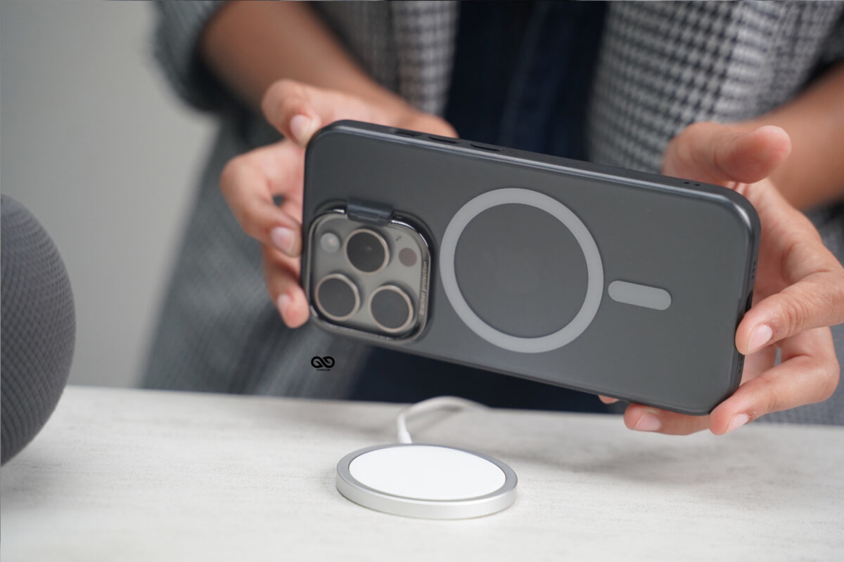 Smoky Black Magsafe Matte Finish Case with Kickstand Ring Feature