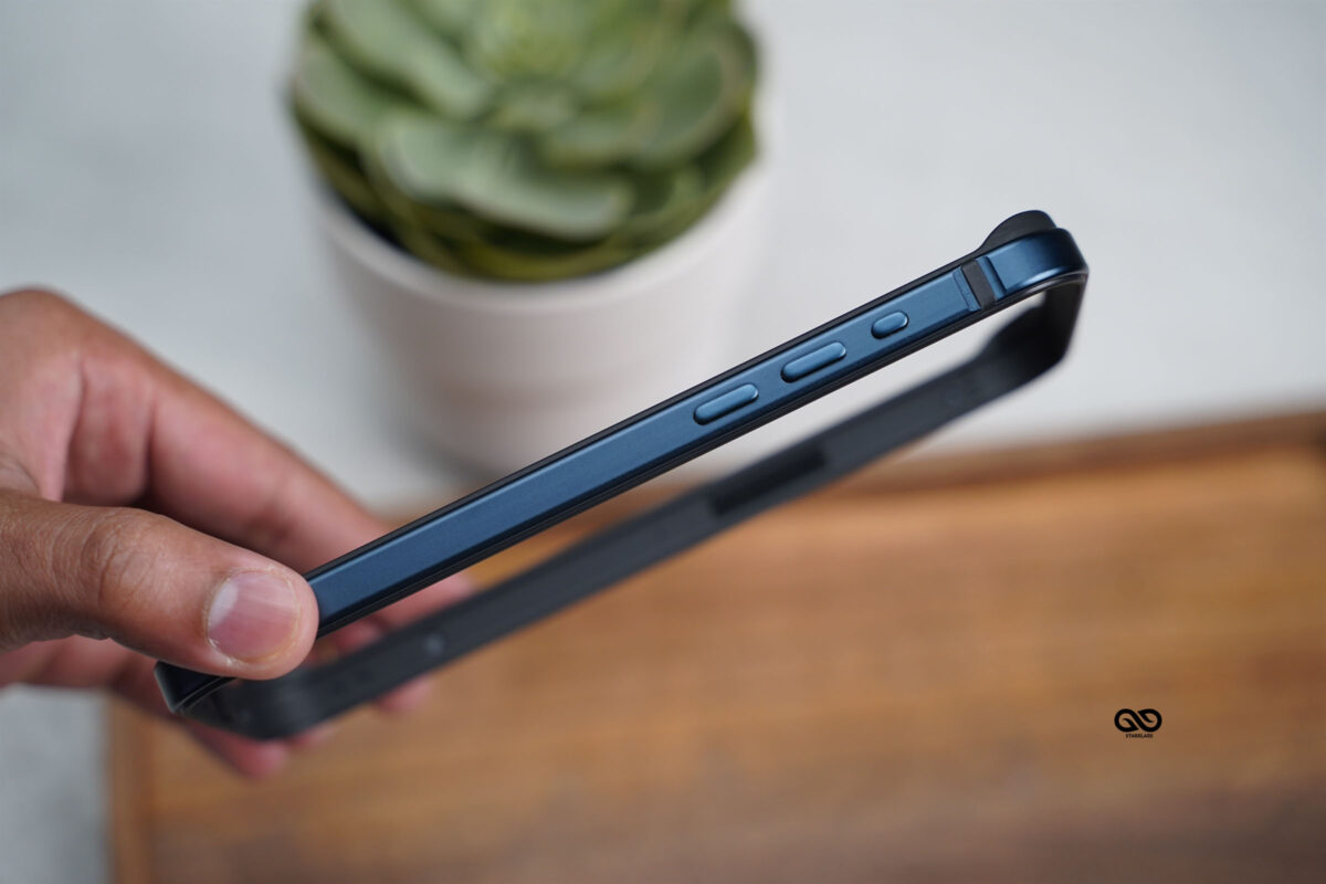 Blue Titanium Fiber Bumper for iPhone 15 Pro (Bumper, not a Case)