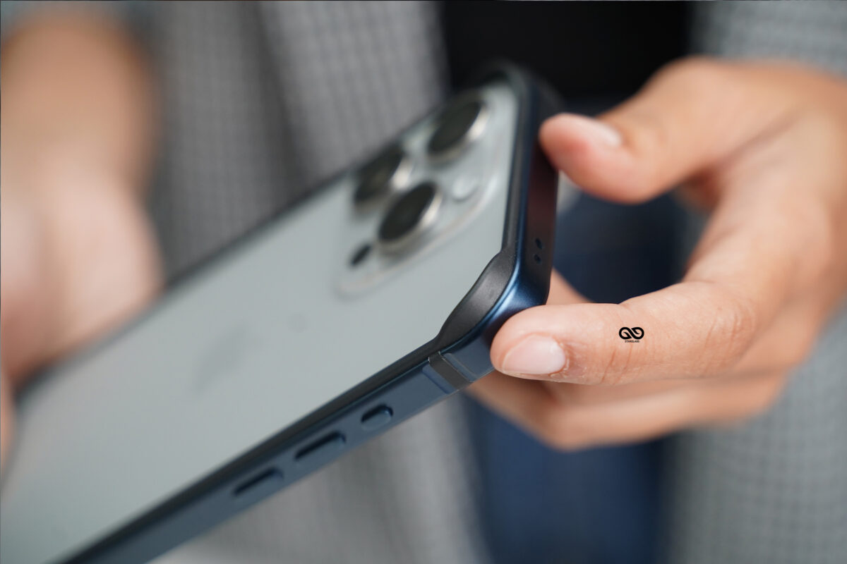 Blue Titanium Fiber Bumper for iPhone 15 Pro (Bumper, not a Case)