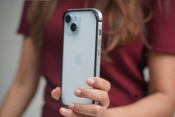 Silver Fiber Bumper for iPhone 15 (Bumper, not a Case)
