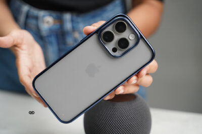 Deep Blue Transparent shockproof case with colored border For iPhone 15Pro/15Pro Max