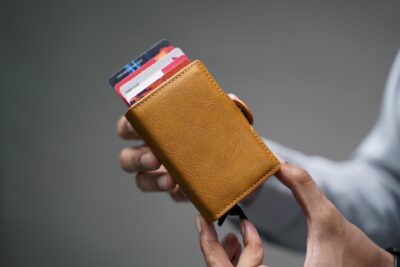 Personalized Vegan Leather Card And Cash Holder with Double Slot Wallet