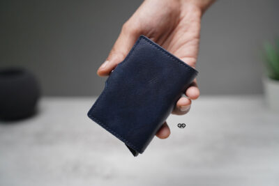 Personalized Vegan Leather Card And Cash Holder with Double Slot Wallet