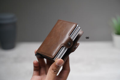 Personalized Vegan Leather Card And Cash Holder with Double Slot Wallet
