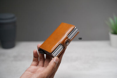 Personalized Vegan Leather Card And Cash Holder with Double Slot Wallet