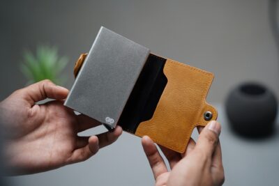 Vegan Leather Card And Cash Holder with Double Slot Wallet