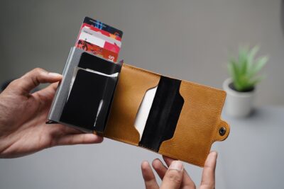 Personalized Vegan Leather Card And Cash Holder with Double Slot Wallet