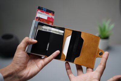 Personalized Vegan Leather Card And Cash Holder with Double Slot Wallet