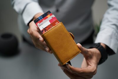 Personalized Vegan Leather Card And Cash Holder with Double Slot Wallet
