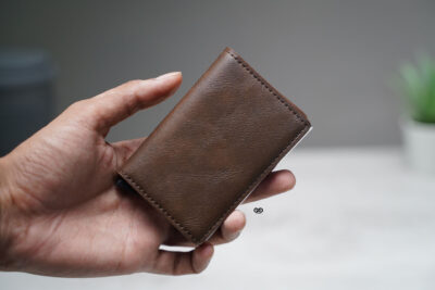 Personalized Vegan Leather Card And Cash Holder with Double Slot Wallet