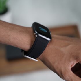 Black Waterproof Silicone Sports Band with Buckle for Apple Watch 44MM 45MM 46MM Series 4 5 6 7 8 9 10 11 (SE 2 3 Gen)