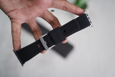 Black Waterproof Silicone Sports Band with Buckle for Apple Watch 44MM 45MM 46MM Series 4 5 6 7 8 9 10 11 (SE 2 3 Gen)