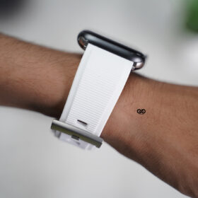 White Waterproof Silicone Sports Band with Buckle for Apple Watch 44MM 45MM 46MM Series 4 5 6 7 8 9 10 SE SE 2 Gen