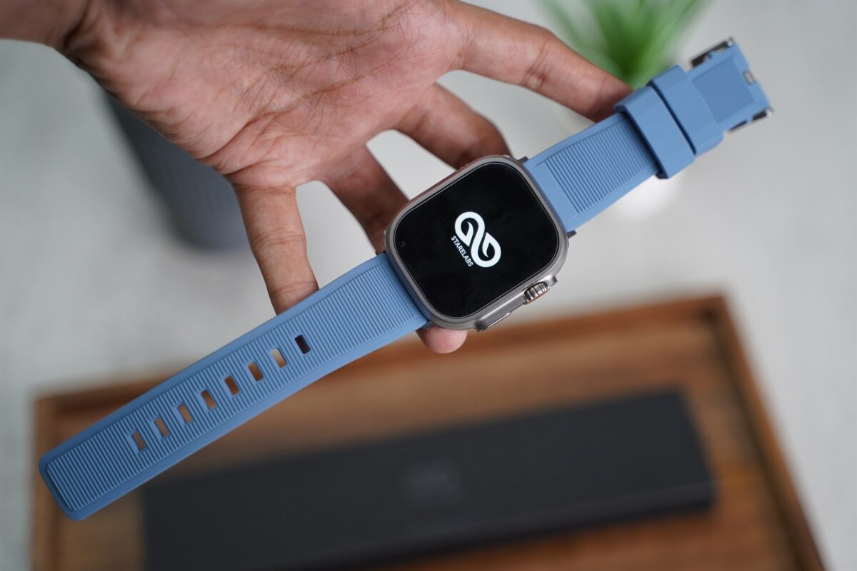 Cool Blue Waterproof Silicone Sports Band with Buckle For Apple Watch 49 (Series Ultra/Ultra 2/Ultra 3)