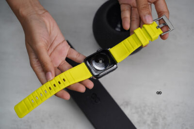 Electric Neon Waterproof Silicone Sports Band with Buckle for Apple Watch 44MM 45MM 46MM Series 4 5 6 7 8 9 10 11 (SE 2 3 Gen)