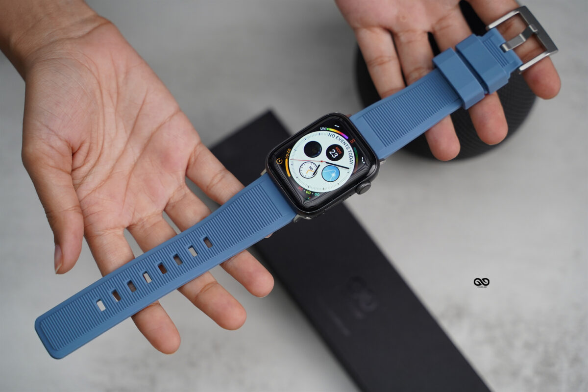 Cool Blue Waterproof Silicone Sports Band with Buckle for Apple Watch 44MM 45MM 46MM Series 4 5 6 7 8 9 10 11 (SE 2 3 Gen)