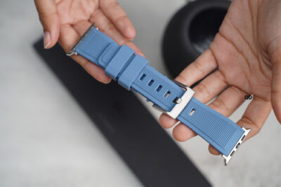 Cool Blue Waterproof Silicone Sports Band with Buckle for Apple Watch 44MM 45MM 46MM Series 4 5 6 7 8 9 10 11 (SE 2 3 Gen)