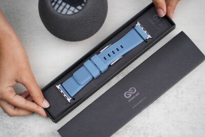 Cool Blue Waterproof Silicone Sports Band with Buckle for Apple Watch 44MM 45MM 46MM Series 4 5 6 7 8 9 10 11 (SE 2 3 Gen)