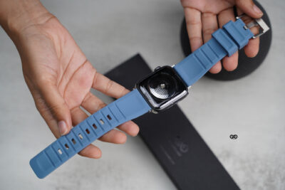 Cool Blue Waterproof Silicone Sports Band with Buckle for Apple Watch 44MM 45MM 46MM Series 4 5 6 7 8 9 10 11 (SE 2 3 Gen)