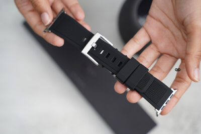 Black Waterproof Silicone Sports Band with Buckle for Apple Watch 44MM 45MM 46MM Series 4 5 6 7 8 9 10 11 (SE 2 3 Gen)