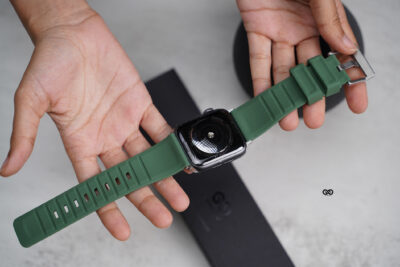 Forest Green Waterproof Silicone Sports Band with Buckle for Apple Watch 44MM 45MM 46MM Series 4 5 6 7 8 9 10 11 (SE 2 3 Gen)