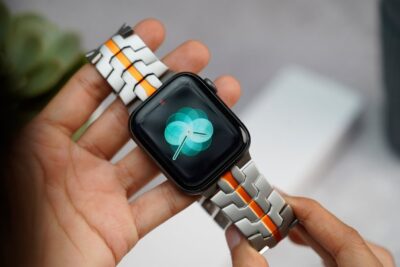 Titanium/Orange Link Chain Strap For Apple Watch 44MM 45MM 46MM Series 4 5 6 7 8 9 10 11 (SE 2 3 Gen)