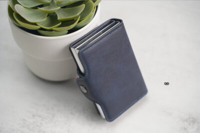 Personalized Vegan Leather Card And Cash Holder with Double Slot Wallet