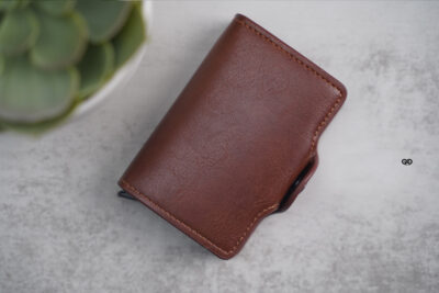 Personalized Vegan Leather Card And Cash Holder with Double Slot Wallet
