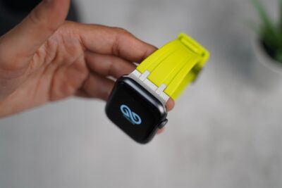 Electric Neon Fluoro Rubber Strap With Titanium Buckle For Apple Watch 44MM 45MM 46MM Series 4 5 6 7 8 9 10 SE SE 2 Gen