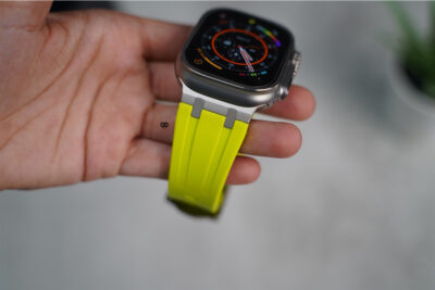 Electric Neon Fluoro Rubber Strap With Titanium Buckle For Apple Watch 49 MM (Series Ultra/Ultra 2/Ultra 3)