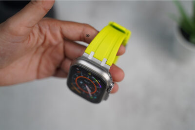 Electric Neon Fluoro Rubber Strap With Titanium Buckle For Apple Watch 49 MM (Series Ultra/Ultra 2/Ultra 3)