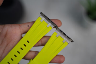 Electric Neon Fluoro Rubber Strap With Titanium Buckle For Apple Watch 49 MM (Series Ultra/Ultra 2/Ultra 3)