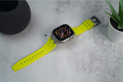 Electric Neon Fluoro Rubber Strap With Titanium Buckle For Apple Watch 49 MM (Series Ultra/Ultra 2/Ultra 3)