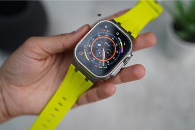 Electric Neon Fluoro Rubber Strap With Titanium Buckle For Apple Watch 49 MM (Series Ultra/Ultra 2/Ultra 3)