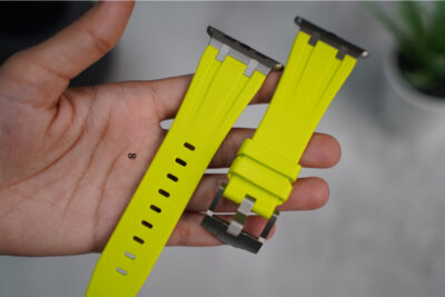 Electric Neon Fluoro Rubber Strap With Titanium Buckle For Apple Watch 49 MM (Series Ultra/Ultra 2/Ultra 3)